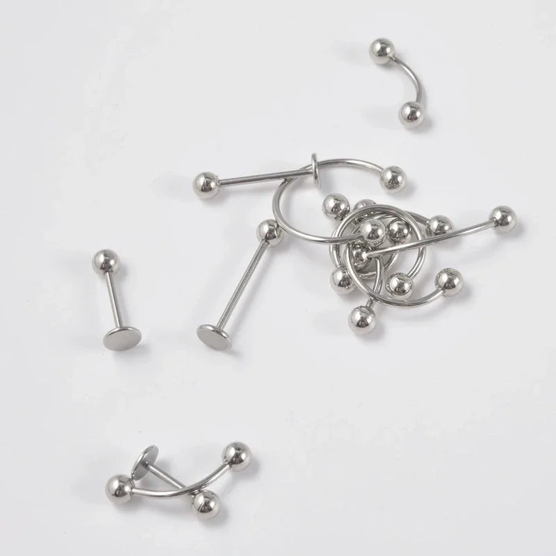 5 Pieces Eyebrow Studs Elegant Vacation Tropical Geometric 304 Stainless Steel Polishing Lip Rings Eyebrow Studs Ear Cartilage Rings & Studs