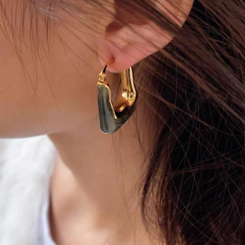 1 Pair Vintage Style Minimalist Streetwear U Shape Amber Copper 18K Gold Plated Earrings