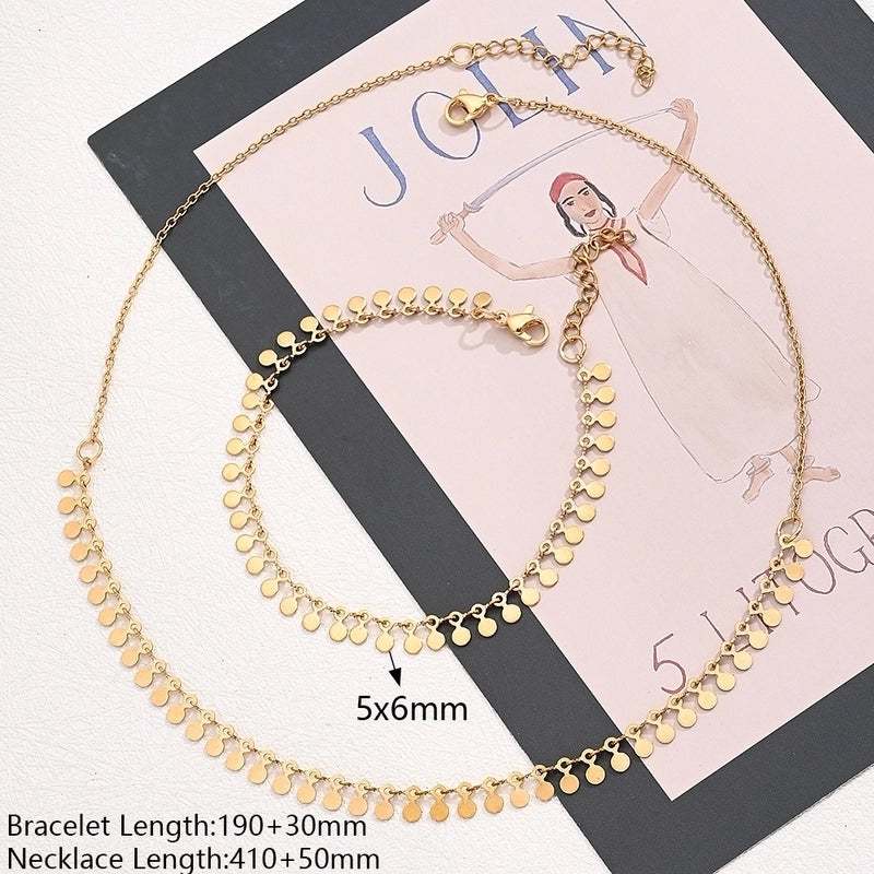 Casual Modern Style Minimalist Round Oval Simple 304 Stainless Steel 18K Gold Plated Handmade Polishing Plating Jewelry Set