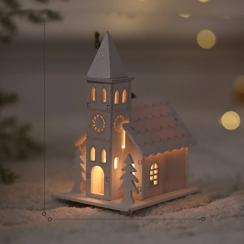 Christmas Minimalist Classic Style Christmas House Christmas Tree Wood Party Festival Hanging Ornaments Decorations Hanging Ornaments