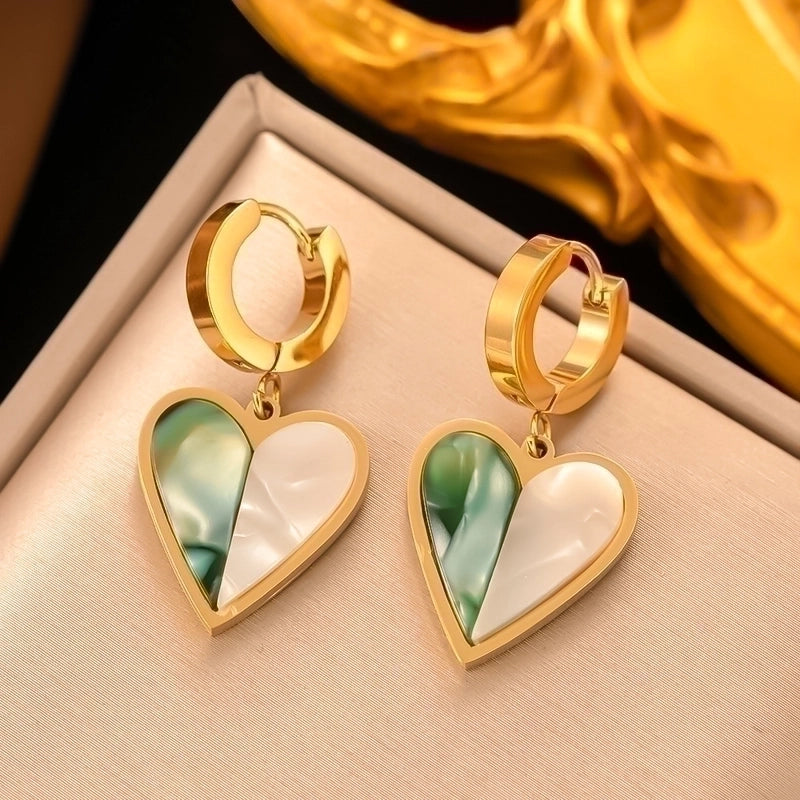 1 Pair Ethnic Style Geometric Plating Inlay 304 Stainless Steel Stone 18K Gold Plated Drop Earrings