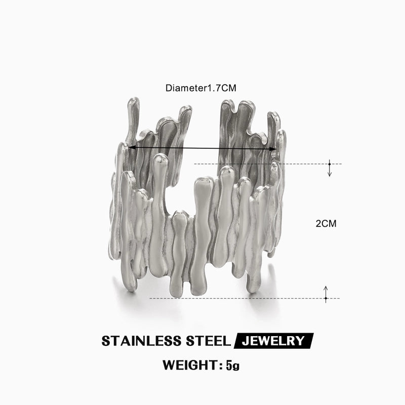 Funny Classic Style Irregular 304 Stainless Steel 18K Gold Plated Open Rings