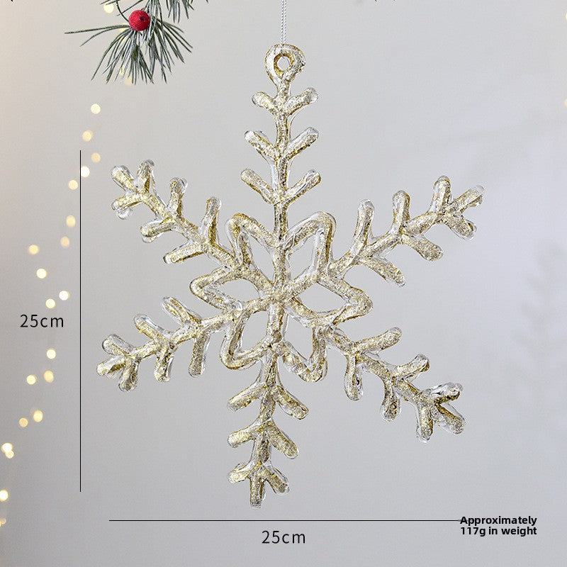 Christmas Decoration Transparent Glitter Acrylic Snowflake Gold Snowflake Christmas Tree Window Decoration Pendant