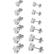 Elegant Six-claw Zircon Stud Earrings Men And Women Micro-inlaid Rhinestone Ear Bone Stud Simple Light Luxury Ear Jewelry
