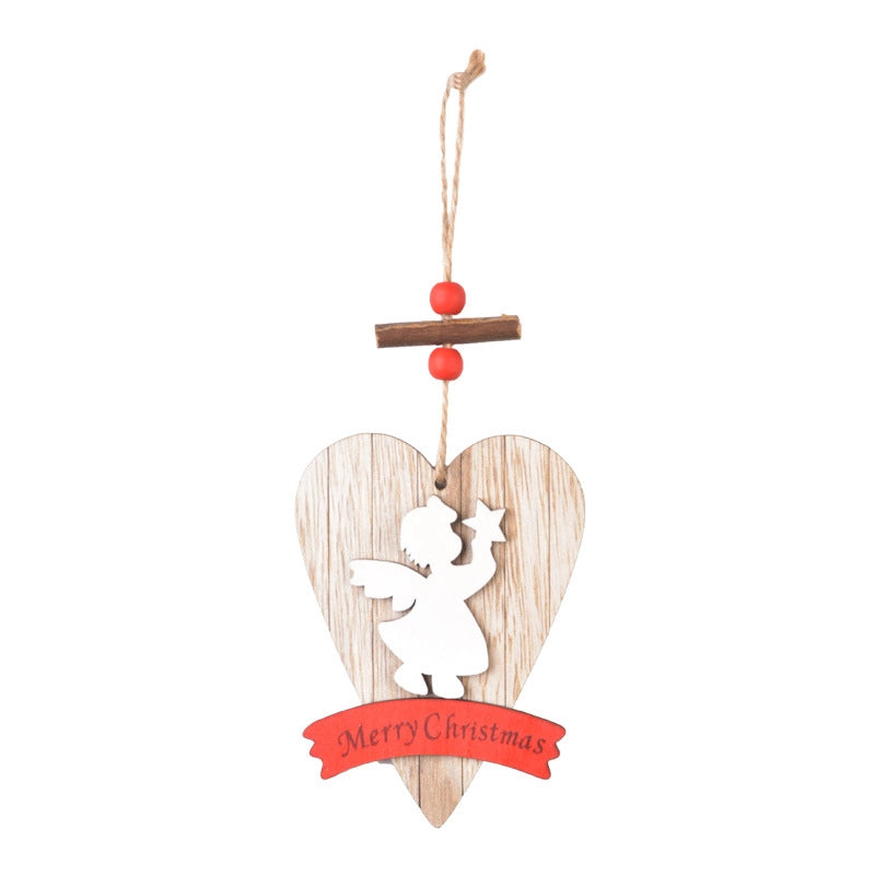 Christmas Cute Christmas Tree Angel Elk Wood Party Festival Hanging Ornaments
