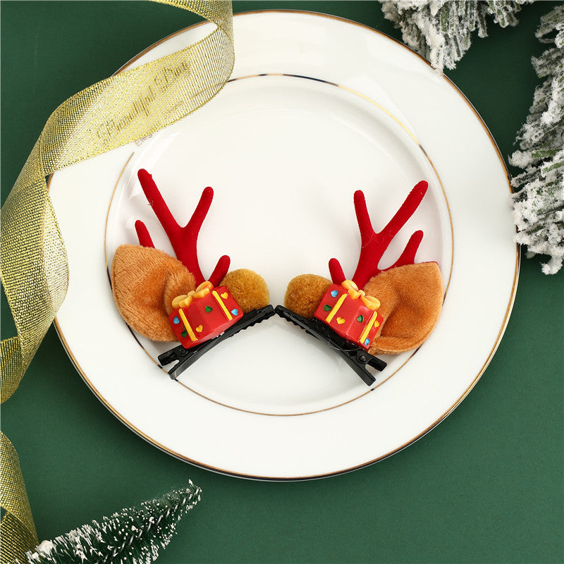 Christmas Outfit Hair Clips Hairpins Hair Accessories Children Princess Hair Ornaments Cute Reindeer Antlers Small Gifts