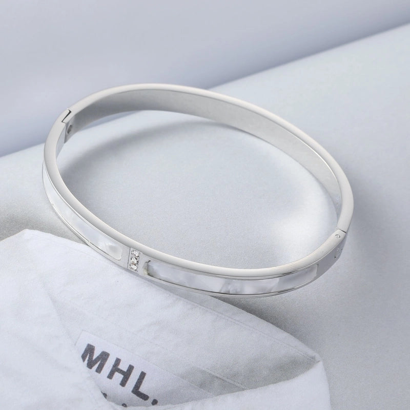 Ins Style Elegant Korean Style Geometric Stainless Steel Plating Diamond 18k Gold Plated Bangle