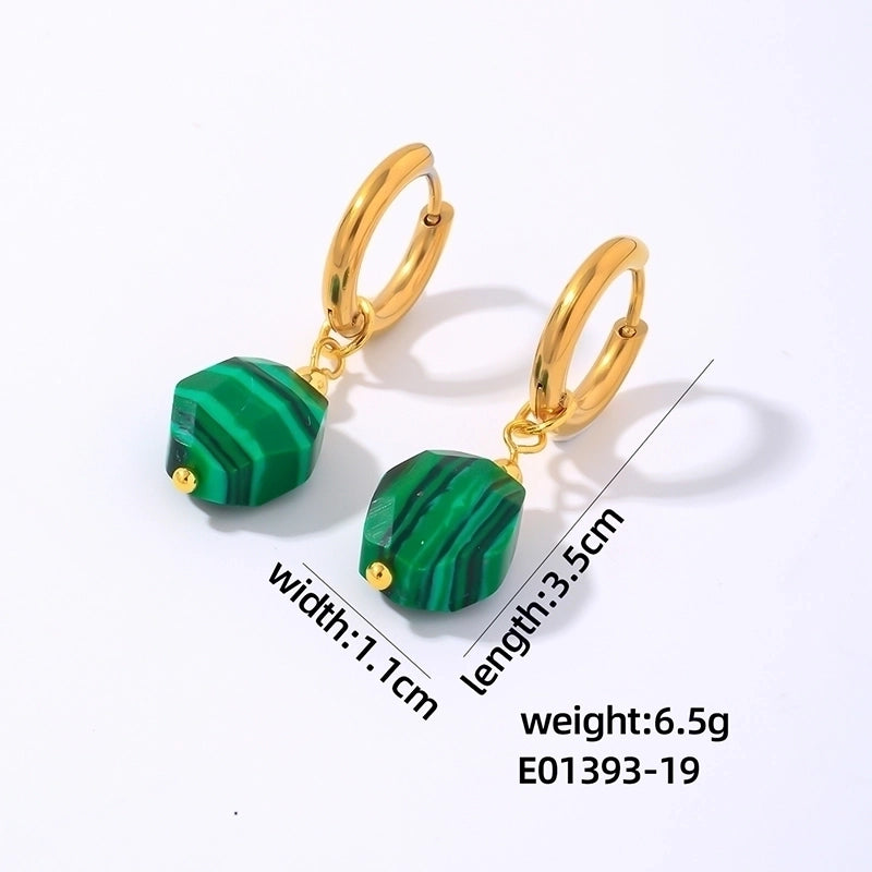 1 Pair Lady Minimalist Commute Geometric 304 Stainless Steel Natural Stone Drop Earrings