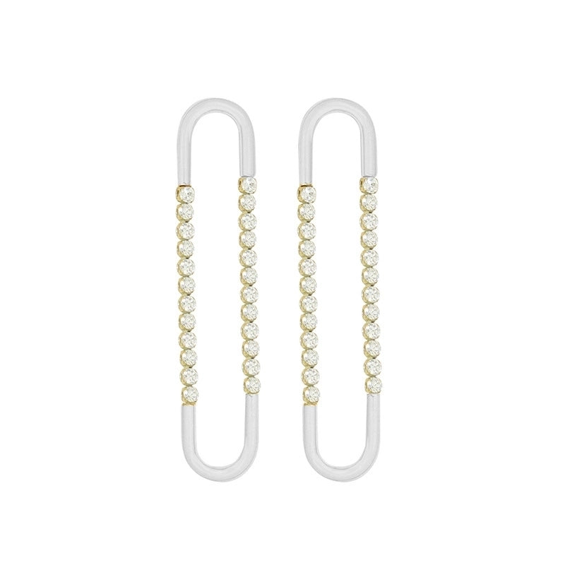 1 Pair Elegant Geometric Plating 304 Stainless Steel Zircon 18K Gold Plated Drop Earrings