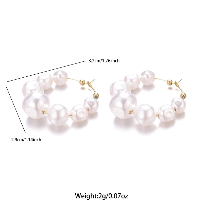 1 Pair Sweet Irregular Beaded 304 Stainless Steel Baroque Pearls Pearl Earrings