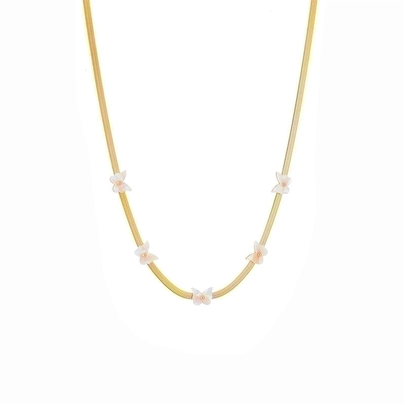 Retro Minimalist Irregular Titanium Steel Inlay Artificial Gemstones Earrings Necklace