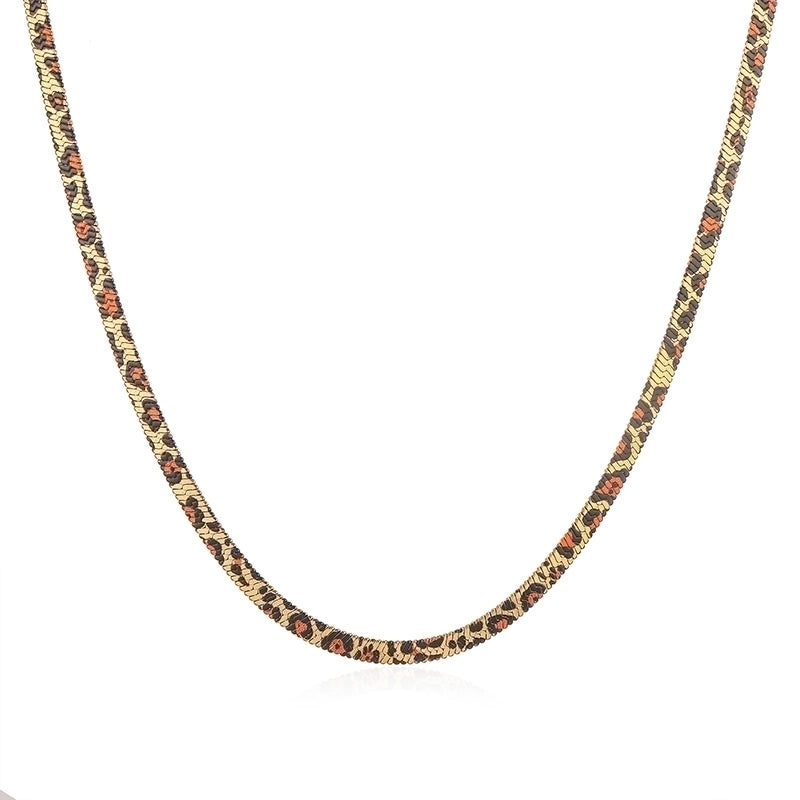 Vintage Style Snake Pattern Leopard 304 Stainless Steel 18K Gold Plated Plating Bracelets Necklace Snake Chain