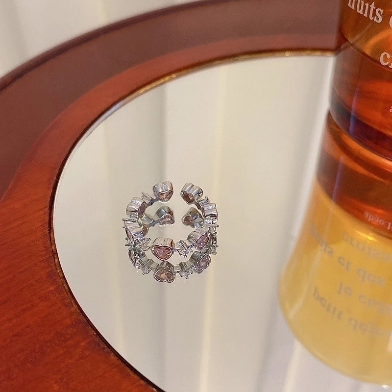 IG Style Geometric Copper Plating Inlay Zircon Rings