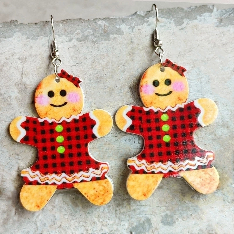 Cute Christmas Tree Gingerbread Arylic Women's Earrings 1 Pair