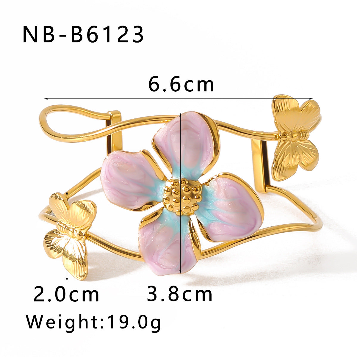IG Style Flower Stainless Steel Electroplating Bangles