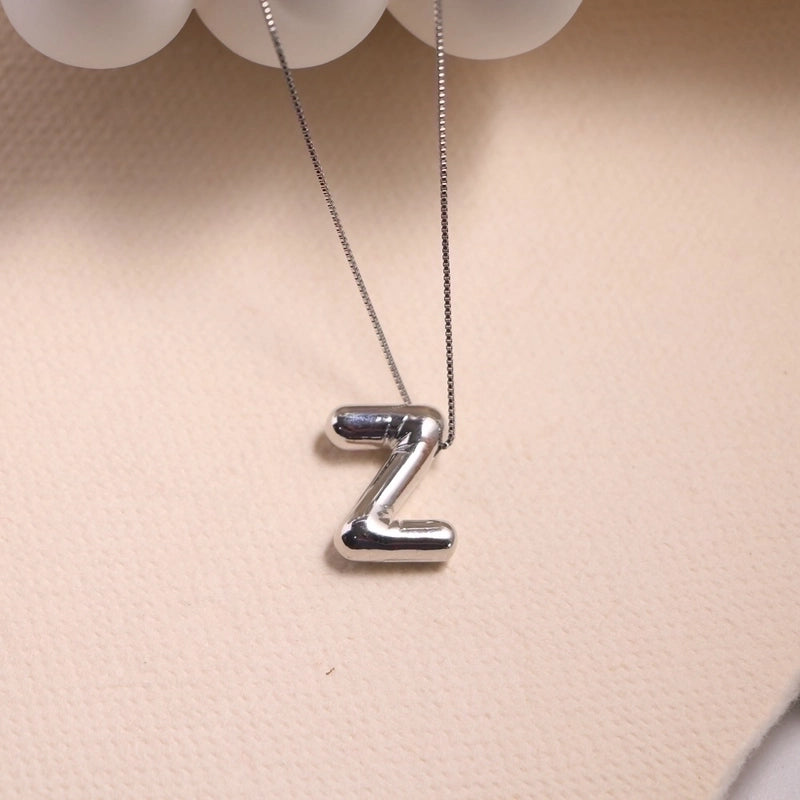 Minimalist Classic Style Letter Copper Silver Plated Pendant Necklace In Bulk