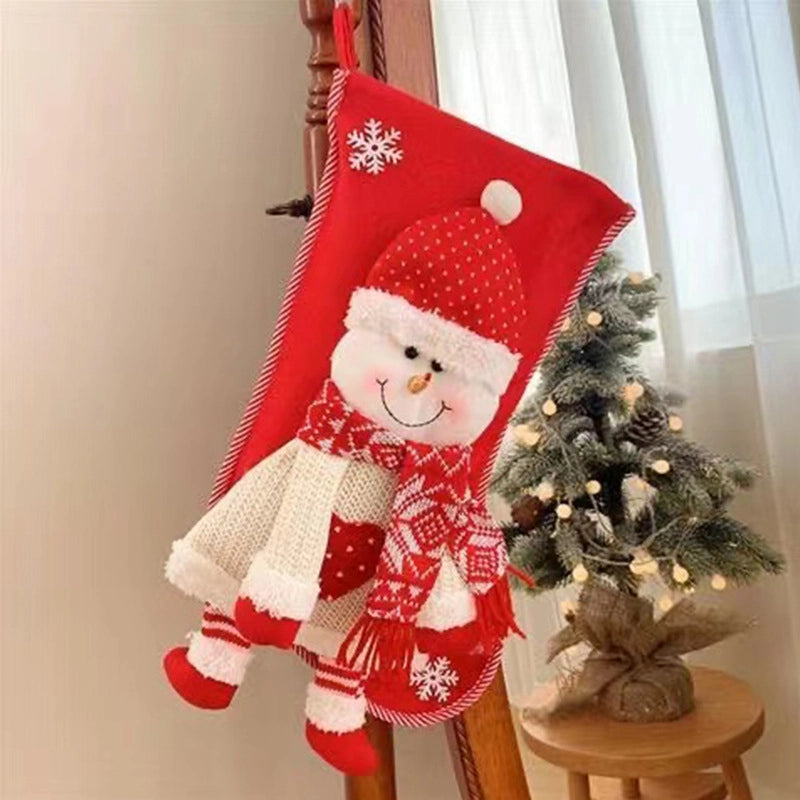 New Large Christmas Stockings Gift Bag Santa Claus Decorations Small Pendant Children's Christmas Tree Candy Bag Gift