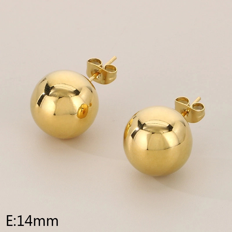 1 Pair Minimalist Round 304 Stainless Steel 18K Gold Plated Ear Studs