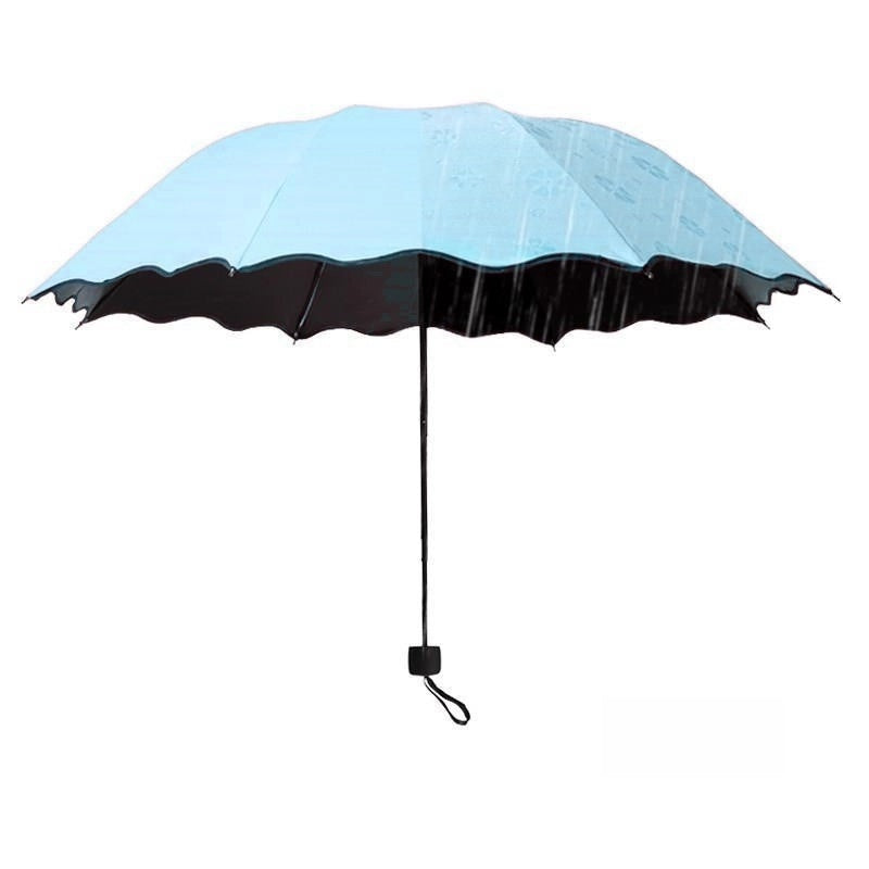 Water Flowering Umbrella Manufacturers Folding Advertising Gift Umbrellas Black Rubber Rain And Shine Dual-use Three-fold Sun Umbrella