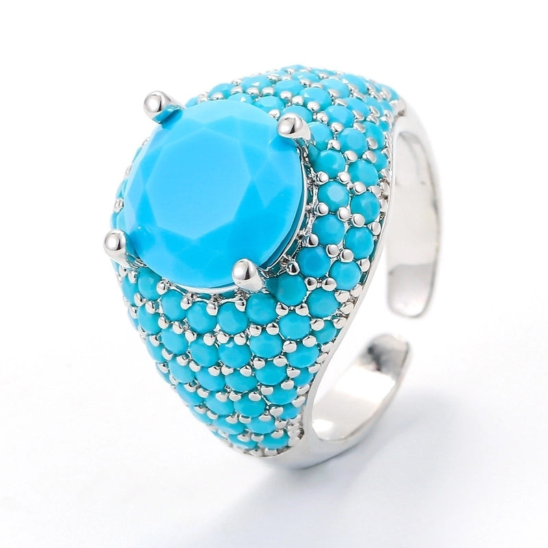 Fashion Colored Zircon Micro-inlaid Copper Ring