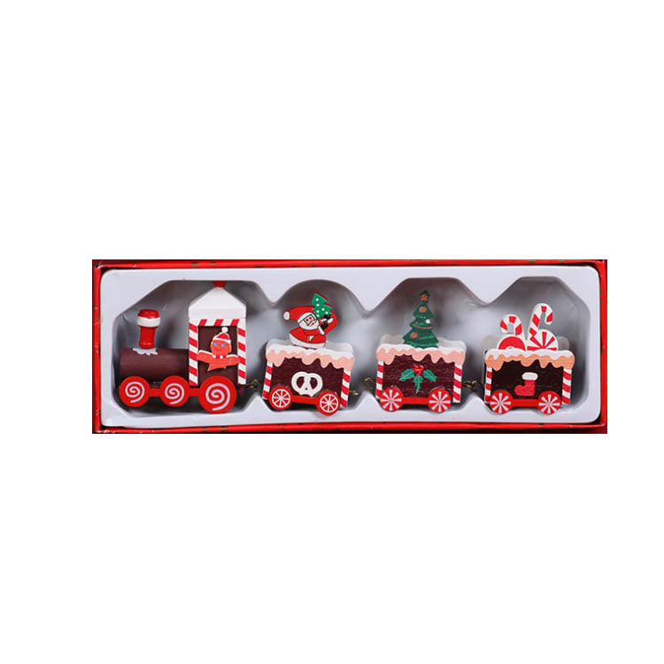 Christmas Wooden Train For Children Kindergarten Christmas Holiday Gift Window Display