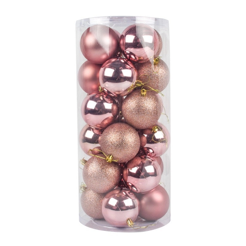 Factory In Stock 24Pcs Christmas Plastic Colored Ball Barrel Shopping Mall Holiday Party Pendant Christmas Tree