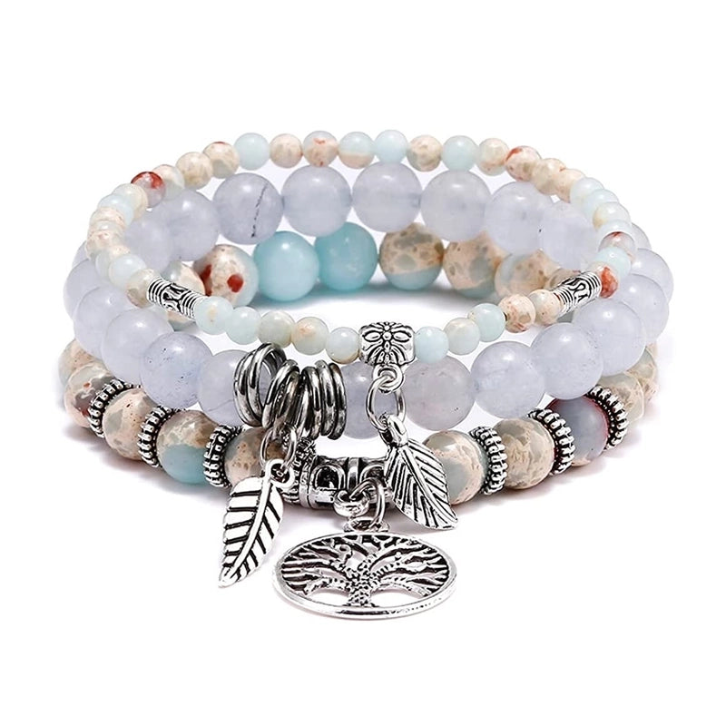 1 Piece Minimalist Leaf Alloy Natural Stone Plating Bracelets