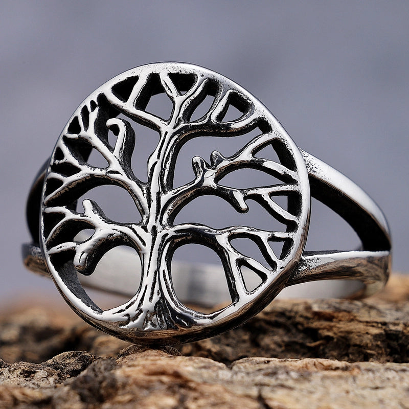 Hip-Hop Retro Punk Tree 304 Stainless Steel Men'S Rings