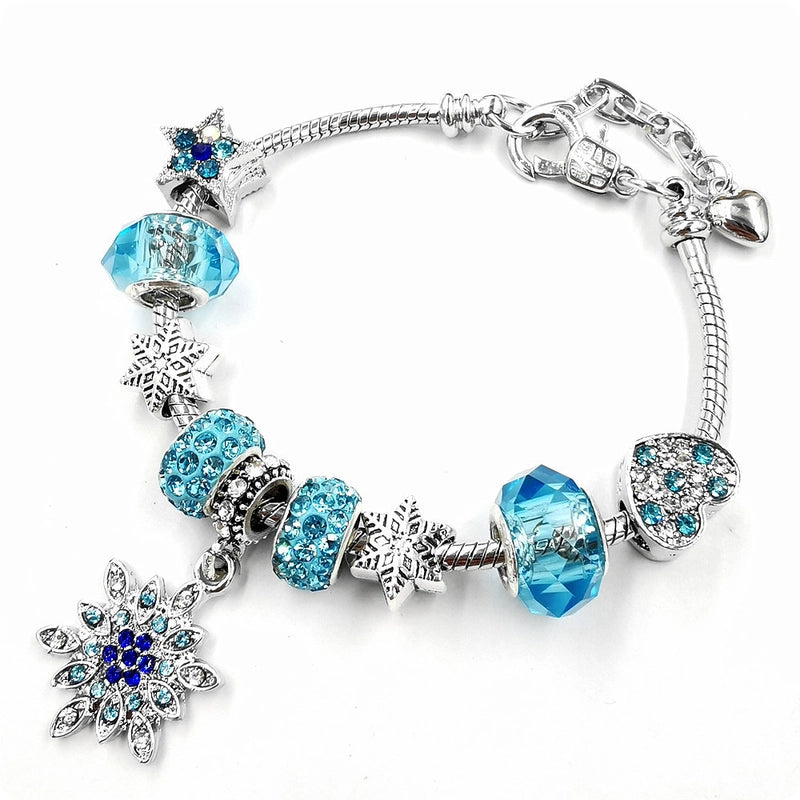 DIY Jewelry Christmas Heart Snake Bone Chain Birthday Gift Crystal Snowflake Five-pointed Star Panjia Bracelet