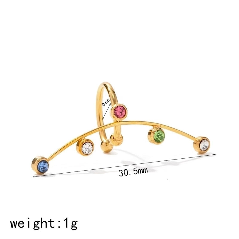 1 Piece IG Style Classic Style Geometric 304 Stainless Steel Zircon 18K Gold Plated Ear Cuffs