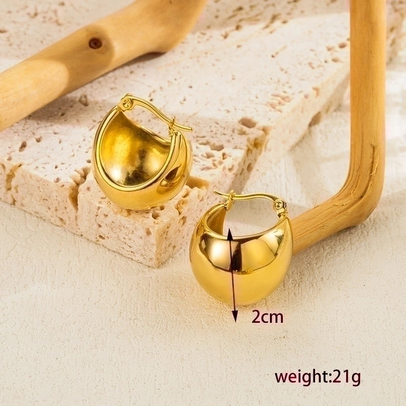 1 Pair Ig Style Minimalist Streetwear C Shape Semicircle Plating Stainless Steel 18k Gold Plated Ear Studs