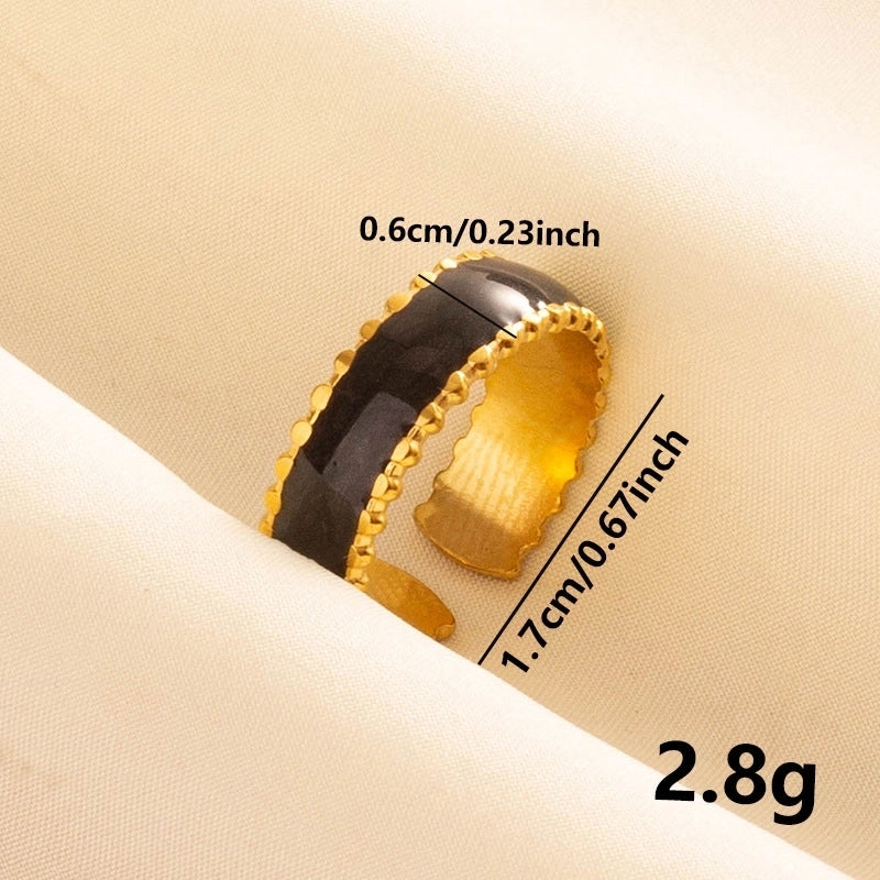 French Style Modern Style Geometric 304 Stainless Steel Polishing Enamel Open Rings