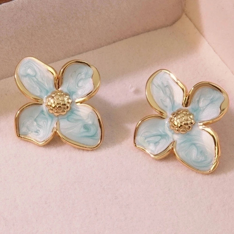 1 Pair Fairy Style Cute Sweet Flower 304 Stainless Steel Imitation Gold Ear Studs