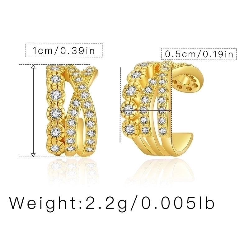 Retro Minimalist C Shape Copper Plating Inlay Zircon Ear Cuffs 1 Pair
