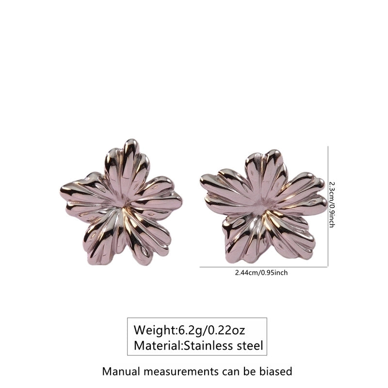 1 Pair IG Style French Style Flower 304 Stainless Steel Imitation Gold Ear Studs