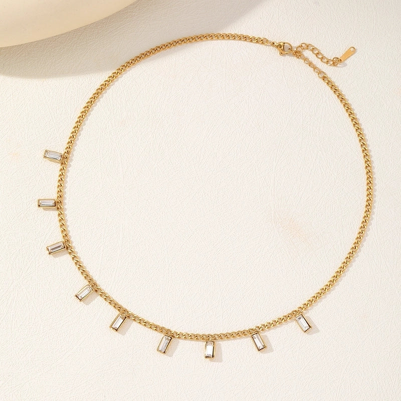 Retro Vacation Classic Style Geometric 304 Stainless Steel 18K Gold Plated Pendant Necklace Multi Charms Necklace