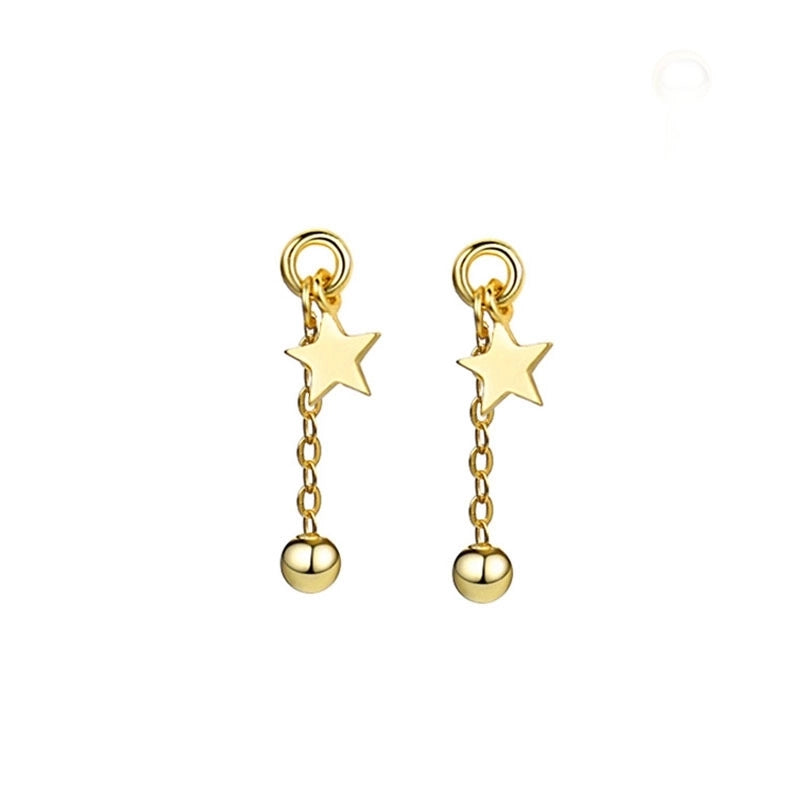 1 Piece Minimalist Classic Style Star Tassel Plating 304 Stainless Steel Drop Earrings