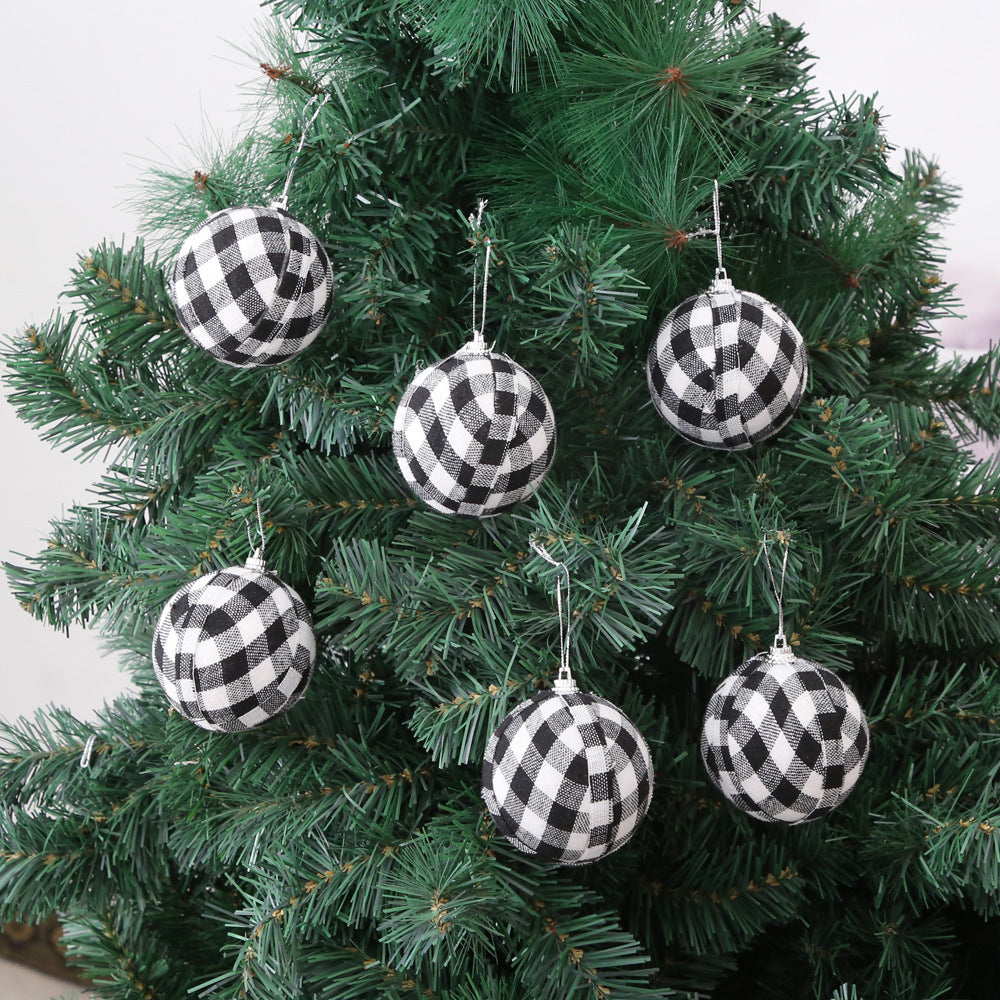 Christmas Decoration 7cm Black And White Plaid Christmas Ball Hanging Set Christmas Tree Decoration Balls Christmas Ornaments