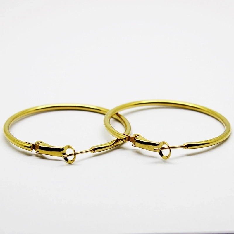1 Pair Minimalist Solid Color Stainless Steel Hoop Earrings