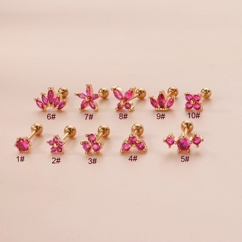 1 Piece Ear Cartilage Rings & Studs Fashion Flower 316L Stainless Steel Copper Plating Inlay Zircon