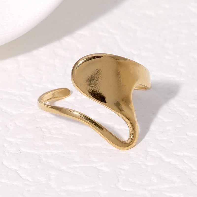 IG Style Modern Style Minimalist Asymmetrical Irregular 304 Stainless Steel 18K Gold Plated Open Rings