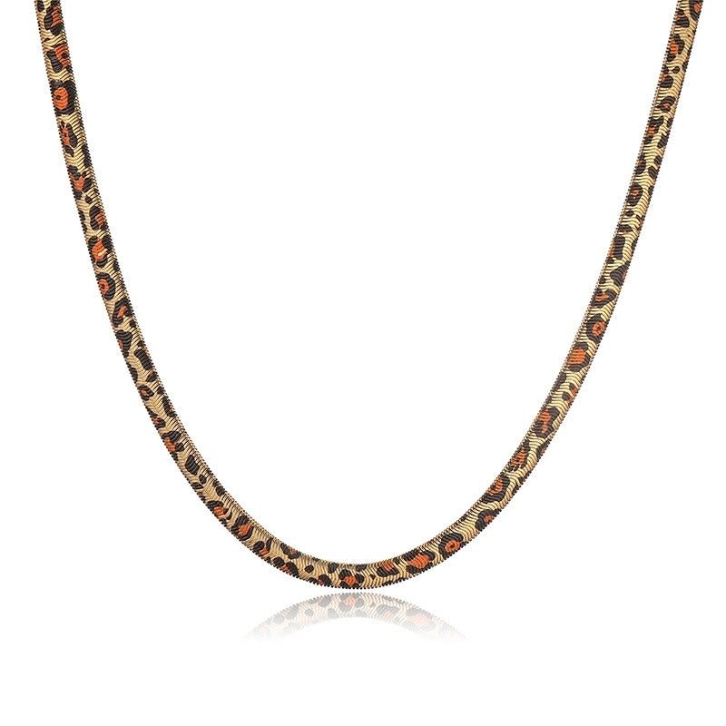 Streetwear Leopard 304 Stainless Steel Copper Plating Earrings Necklace Snake Chain