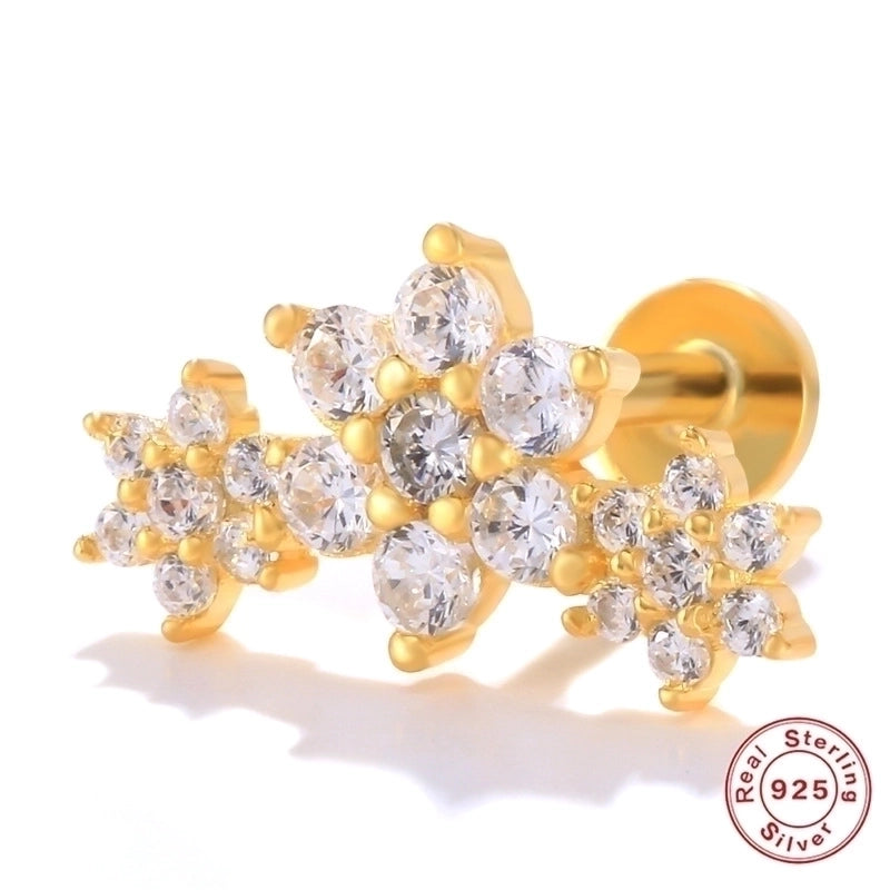 1 Piece Ear Cartilage Rings & Studs Minimalist Geometric 925 Sterling Silver Plating Inlay Zircon