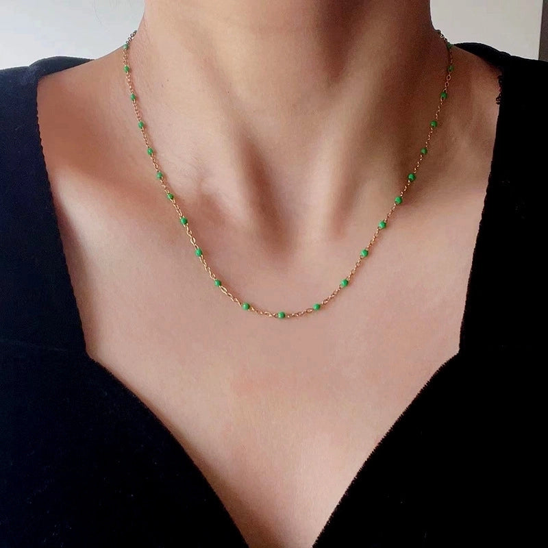 Titanium Steel 18K Gold Plated Minimalist Geometric Enamel Necklace