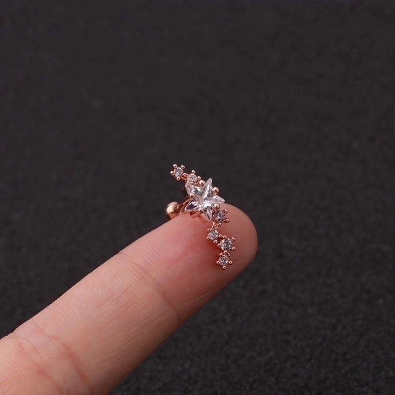 Ear Cartilage Rings & Studs Star 316L Stainless Steel Copper Zircon