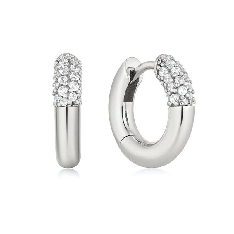 1 Pair Retro Round Copper Zircon Hoop Earrings