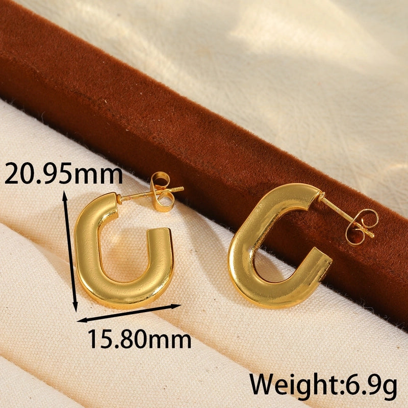 1 Pair Basic Minimalist C Shape Irregular Geometric Plating 304 Stainless Steel 18K Gold Plated Earrings