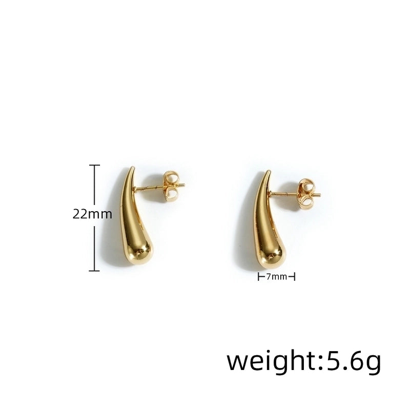 1 Pair Minimalist Water Droplets Plating 304 Stainless Steel 18K Gold Plated Ear Studs