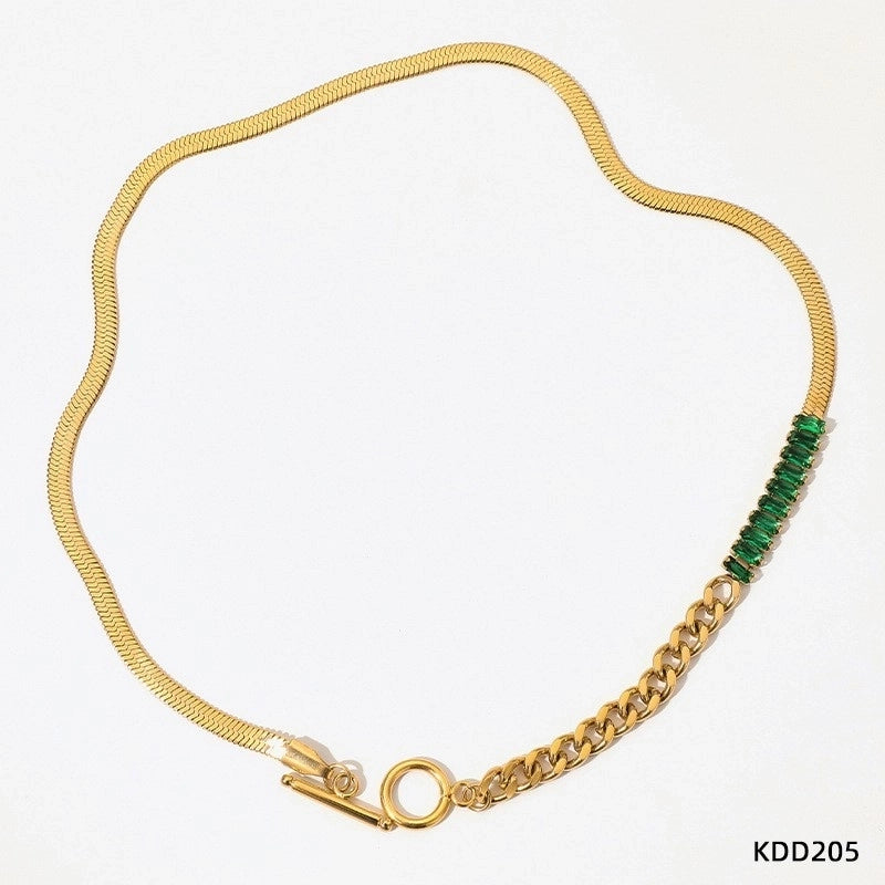 Retro Square 304 Stainless Steel Zircon 16K Gold Plated White Gold Plated Gold Plated Inlay Stainless Steel Necklaces