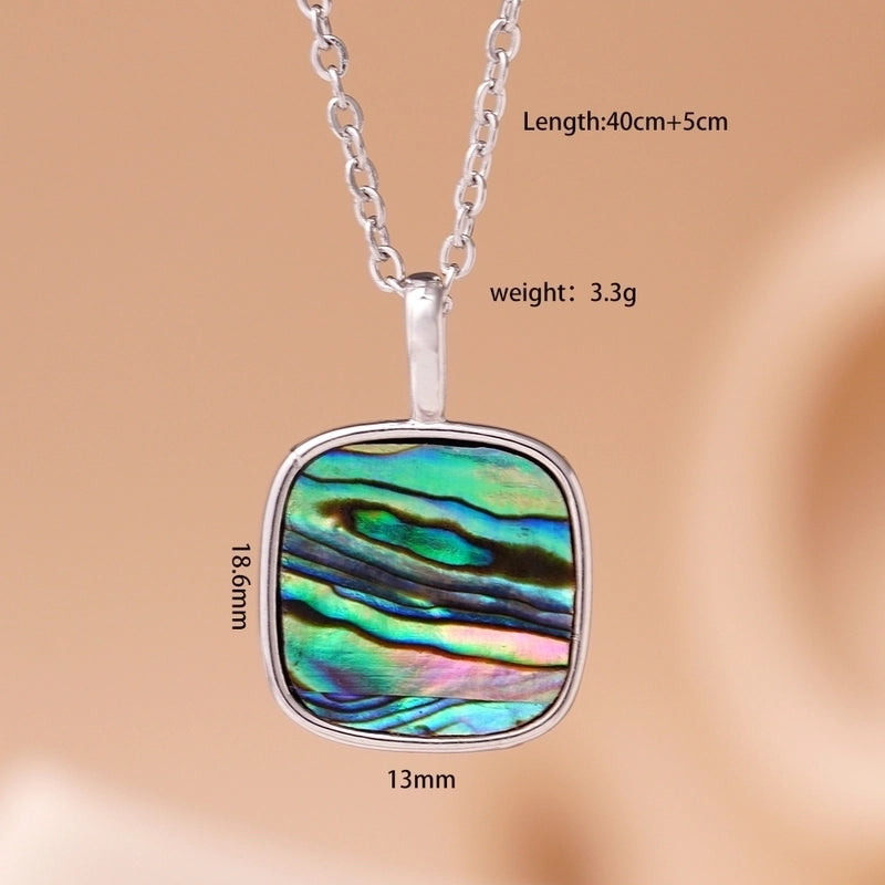 Minimalist Geometric 304 Stainless Steel Copper Shell Inlay Pendant Necklace